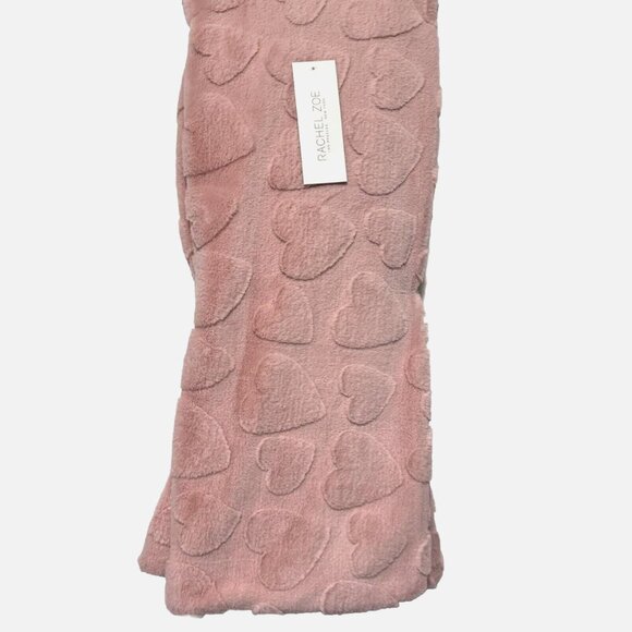 Rachel Zoe Raised Hearts Mauve Pink Faux Fur Throw Blanket Soft Valentine's Day - Picture 1 of 7